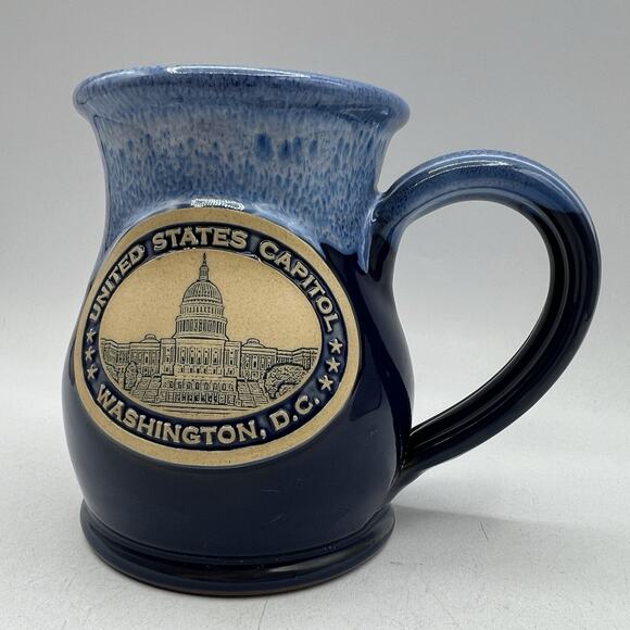 Deneen Pottery 2017 United States Capitol Washington, DC Blue Pot Belly Mug RARE - Picture 2 of 5